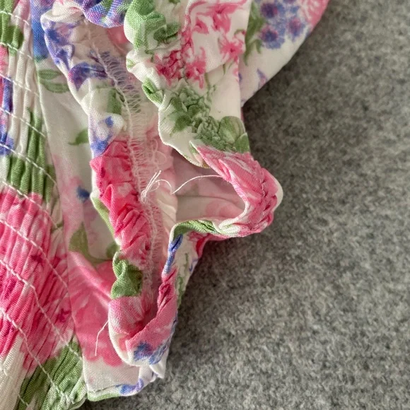 NWT Floral Smocked Puff Sleeve Midi Dress - Picture 13 of 16